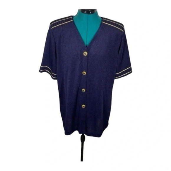 Vintage Nautical Style Short Sleeve Knit Top - Picture 2 of 6